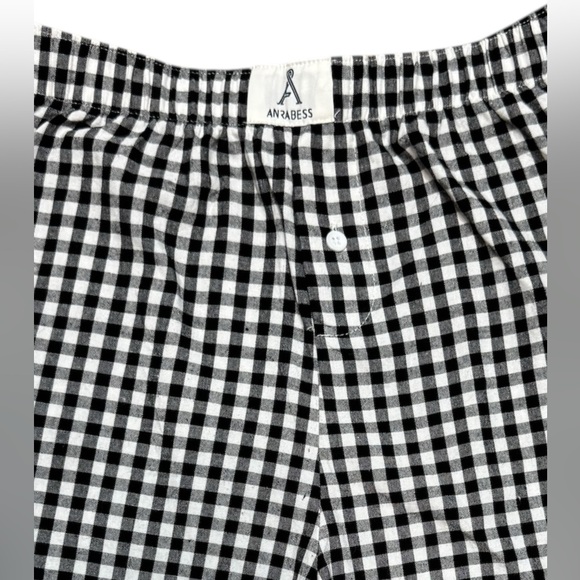ANRABESS Women's Gingham Check Shorts Plaid Sleep & Lounge Black and White - Picture 6 of 16